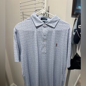 Peter Millar Light Blue golf shirt with harbour town logo